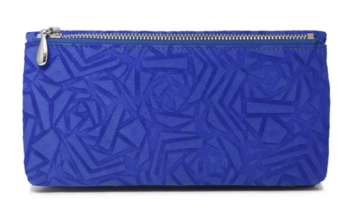 Blue Double Zip Ladies Genuine Leather Bi-Fold Wallet Purse