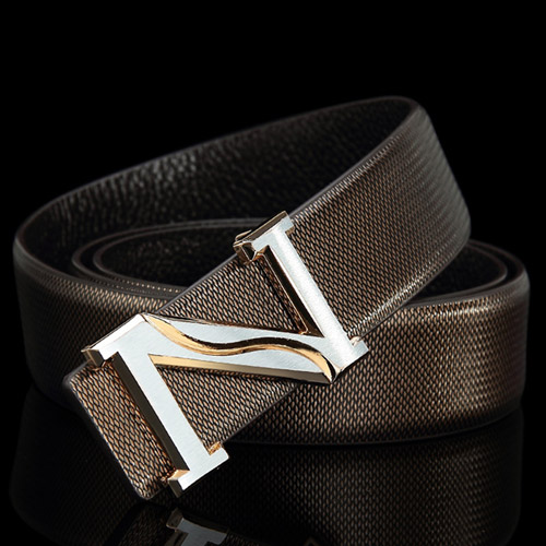 Brown Quality Genuine Leather Mens Metal Buckle Belts