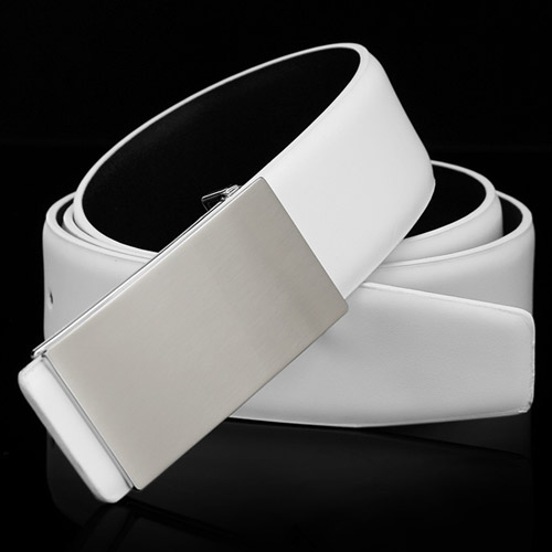 White Quality Genuine Leather Mens Business Dress Belts