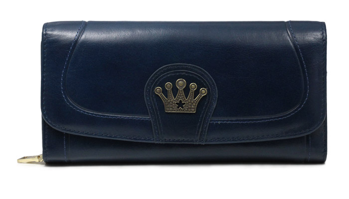 Blue Soft Genuine Leather Ladies Womens Wallet Purse Zip
