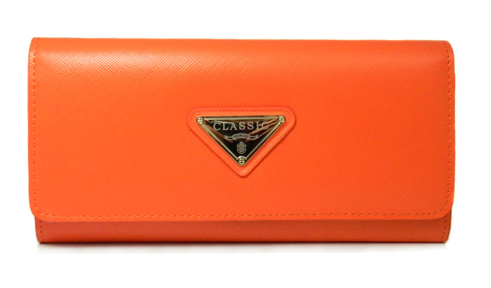 Orange Quality Genuine Leather Ladies Wallet IPhone Purse