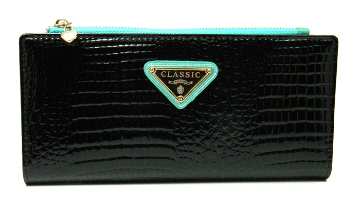 20 Card Inserts Genuine Leather Ladies Wallet Black