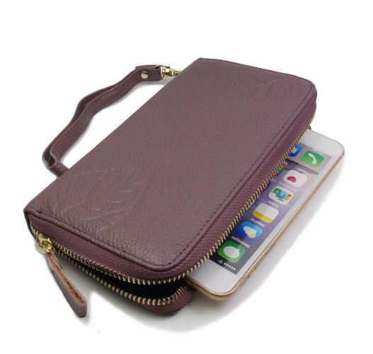 RFID Blocking Genuine Leather Wristlet Womens Wallet Purple