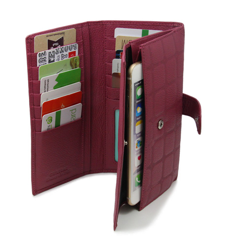 16 Card Inserts Soft Genuine Leather Ladies Trifold Wallet