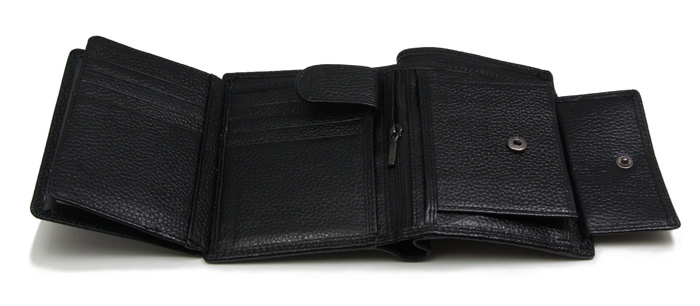 Genuine Leather Mens Trifold Wallet RFID Blocking Anti Scan