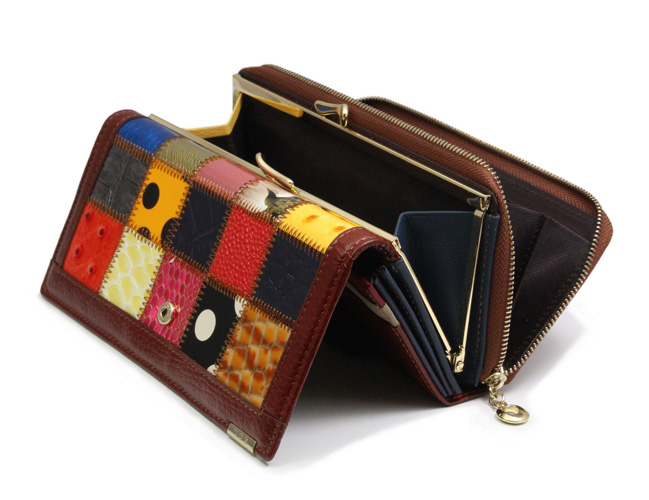Brown Double Zip Genuine Leather Ladies Womens Wallet Purse
